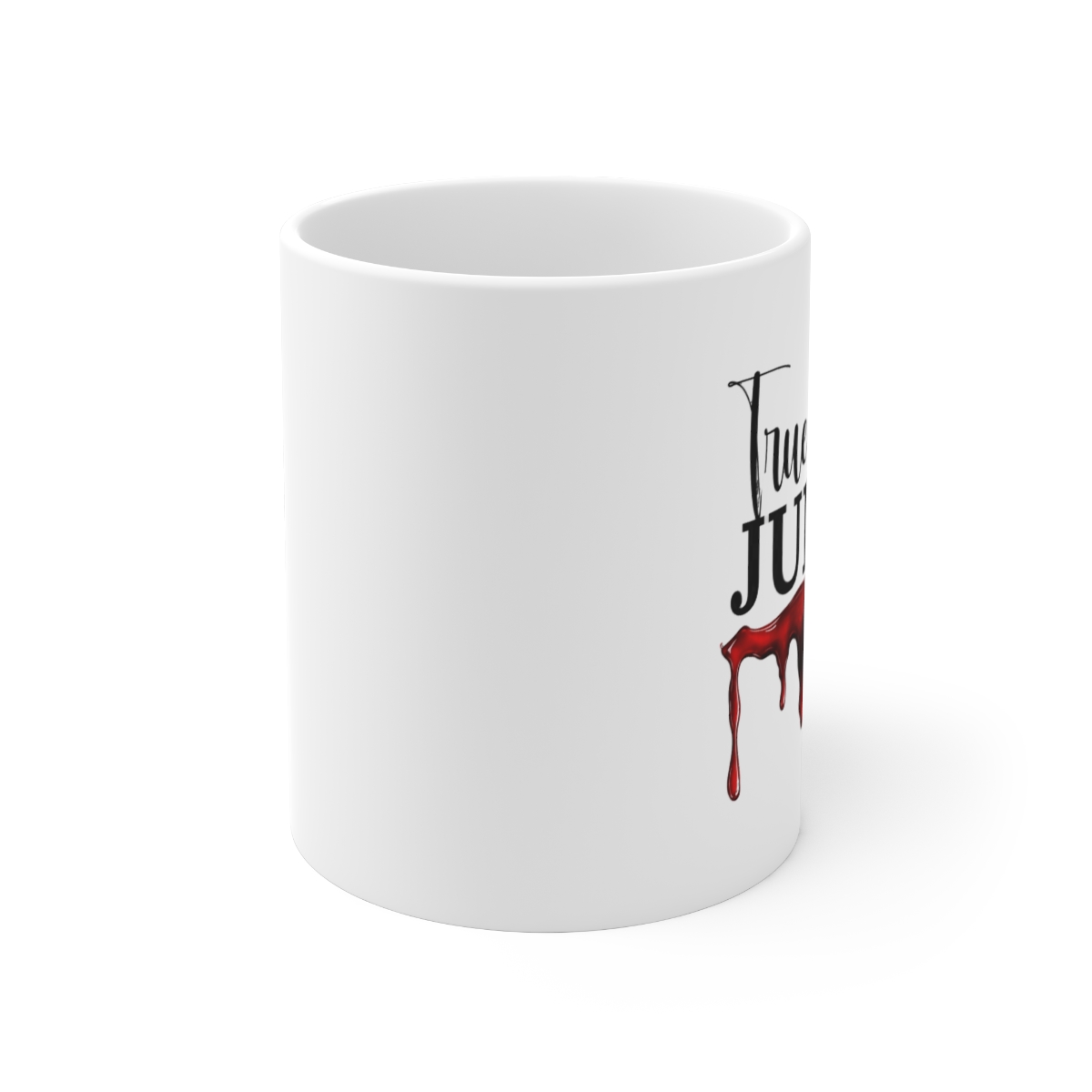 True Crime Junkie Blood Splatter Ceramic Mug - Podcast Fan Gift - alternate angle 1, merchandise