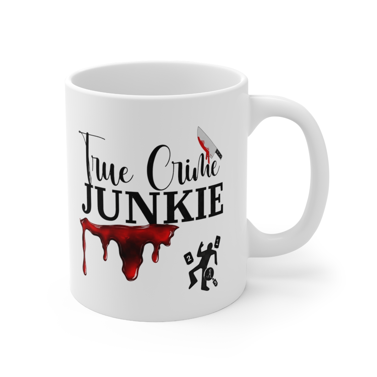 True Crime Junkie Blood Splatter Ceramic Mug - Podcast Fan Gift